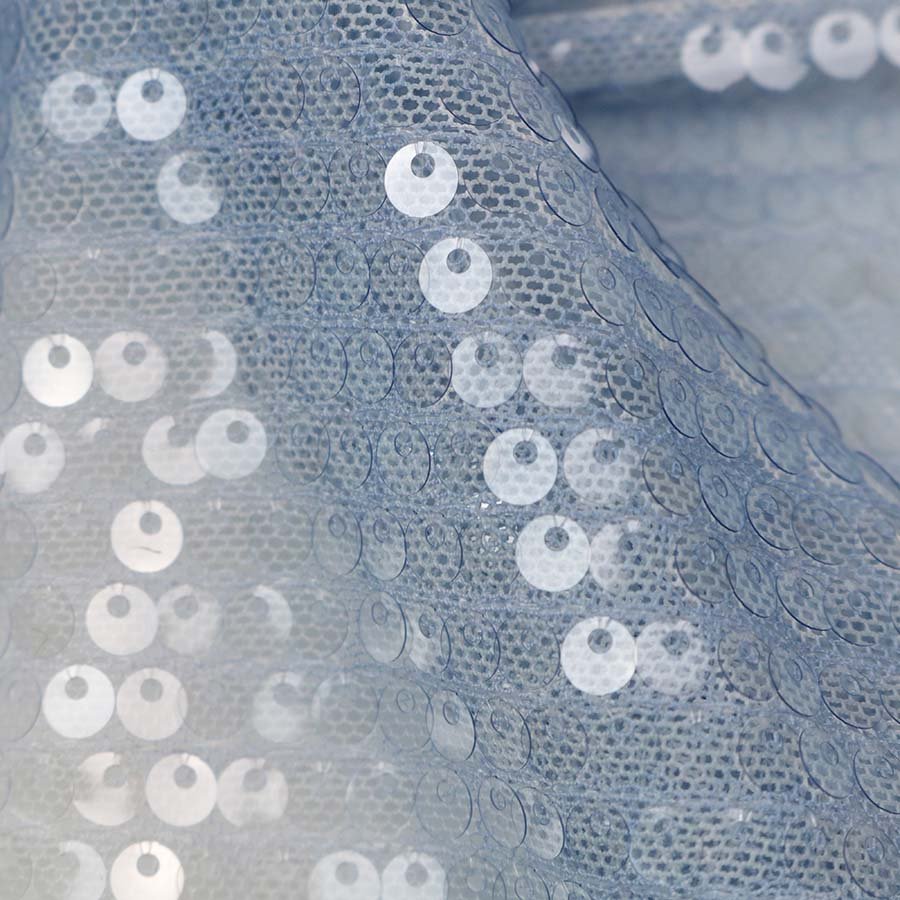 2022 New Design Light Blue Digital Printing 5mm Reversible Spangle Sequin Embroidery Fabric for Wedding Party Dresses