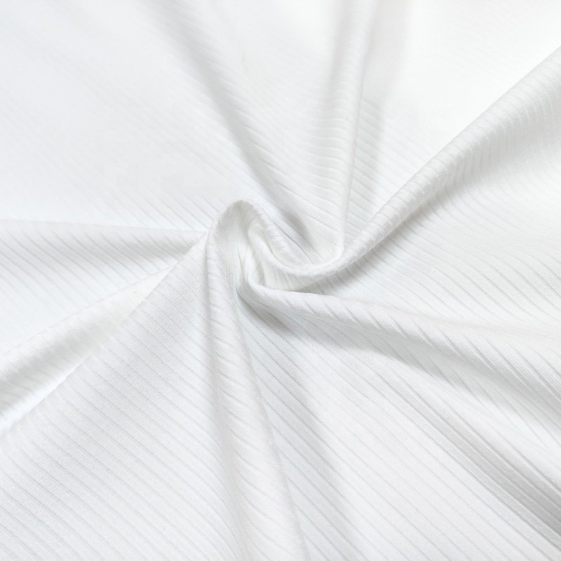 Wholesale custom tr rib fabric no moq solid color cotton fabric white brushed rib fabric for hoodies