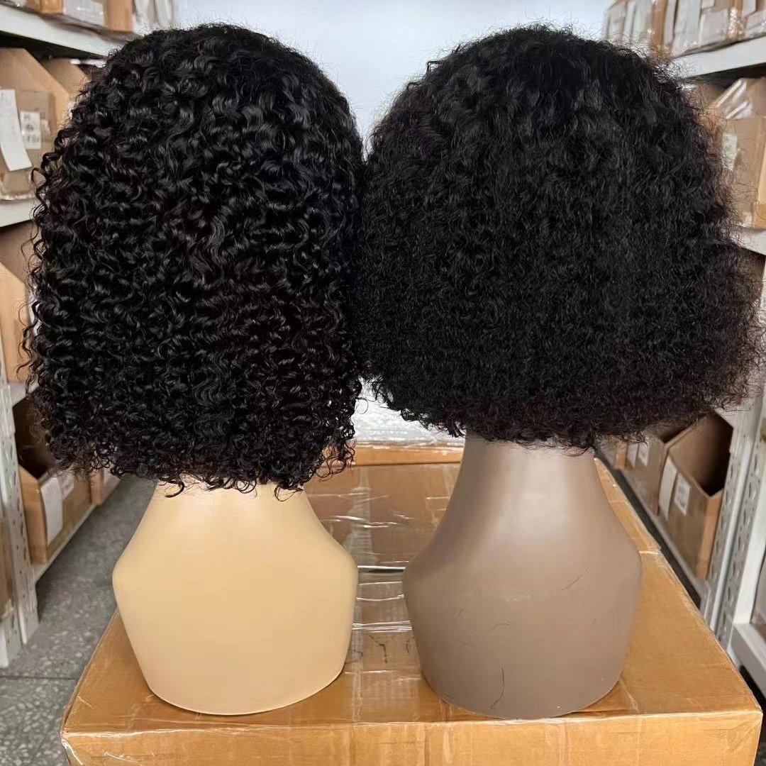 Supply Wholesale Raw Indian Hair Bob Wig Curly Wave Natural Human Hair Glueless Wigs Raw Burmese Hair Curly Short Lace Front Wig
