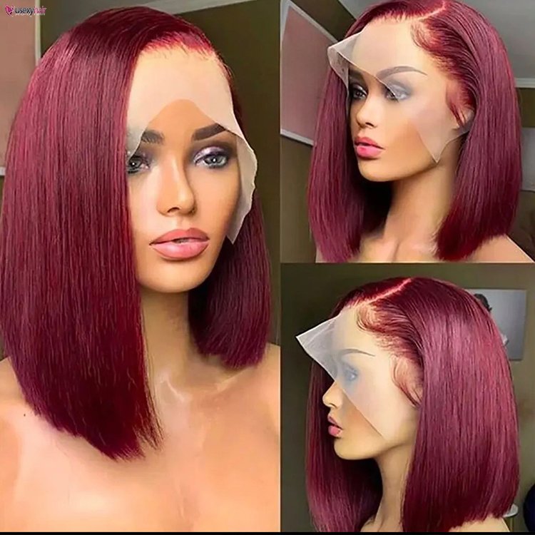Wholesale 100% Peruvian Virgin human Hair natural Bone Straight short bob Colored wig Full Hd Lace Front Frontal Wig Vendors