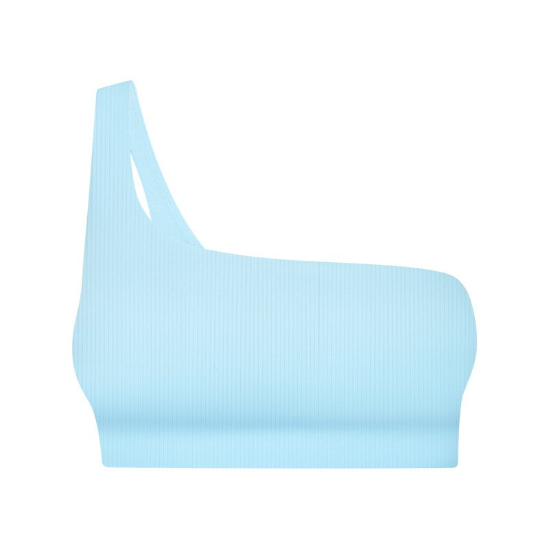Wholesale Women One Shoulder Sports Bra Sexy Cutout Straps Athletic Running Workout Knit Rib Bra Tops