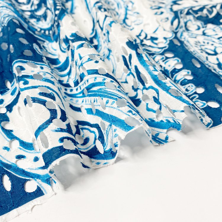Harvest printed cotton voile eyelet floral design cotton embroidery fabric for garment