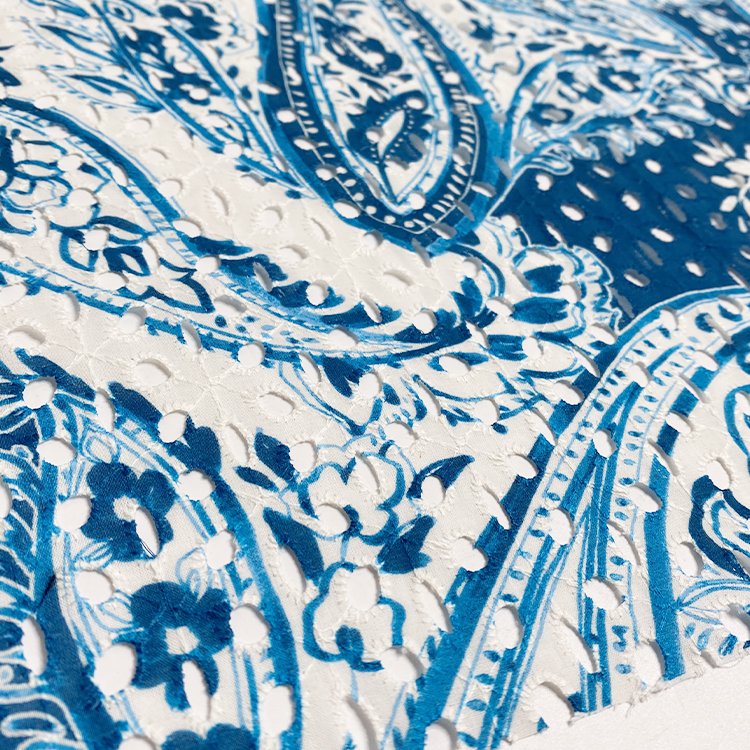Harvest printed cotton voile eyelet floral design cotton embroidery fabric for garment