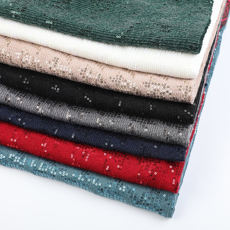 Top quality knitted poly rayon spandex hacci spangel embroidery fabric for garment
