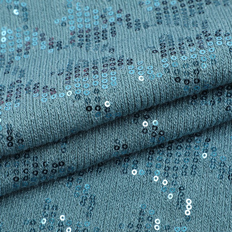 Top quality knitted poly rayon spandex hacci spangel embroidery fabric for garment