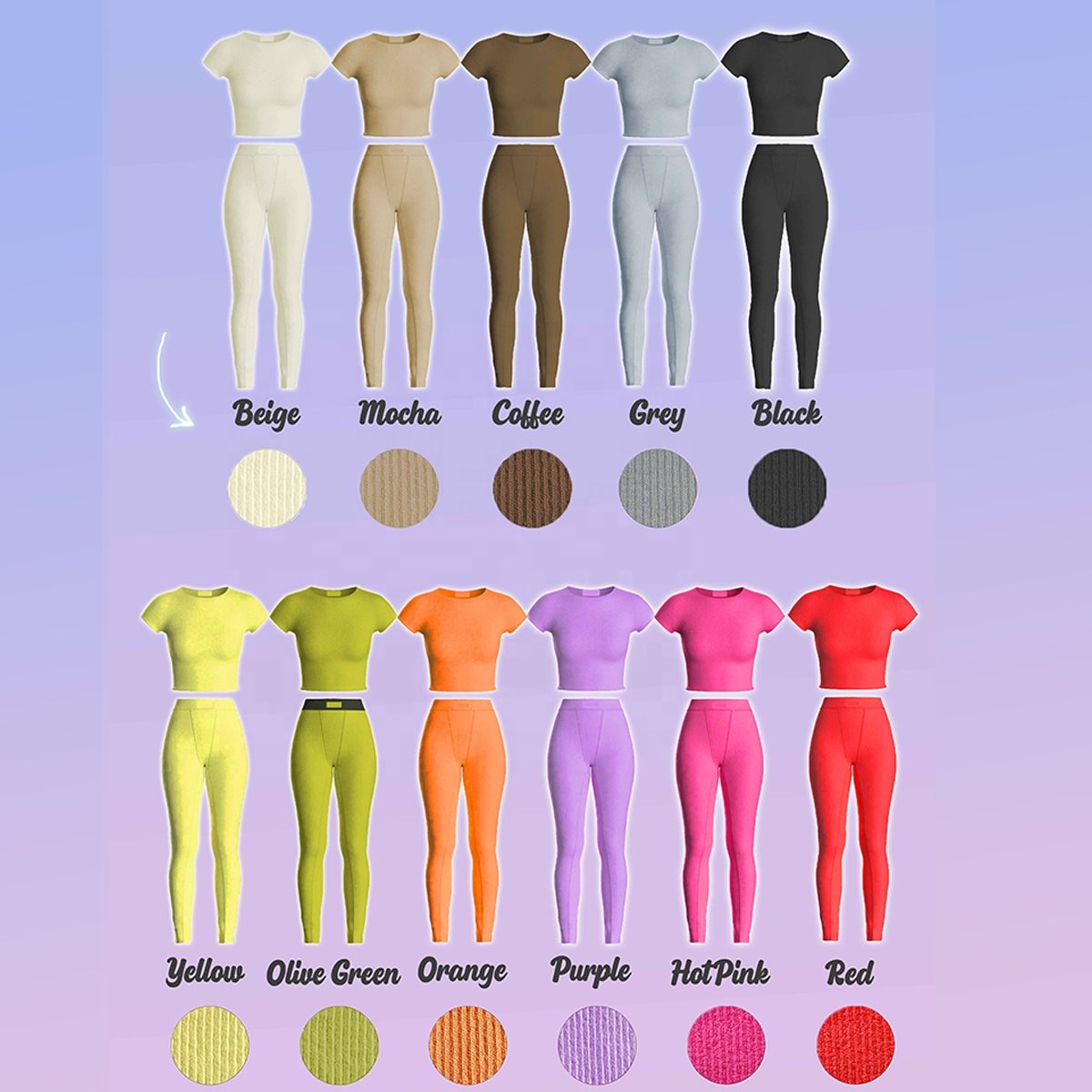 loungewear wholesale lounge wear embroidered ribbed two pieces longsleeve tshirt and leggings dupes 2 piece brand sets for women