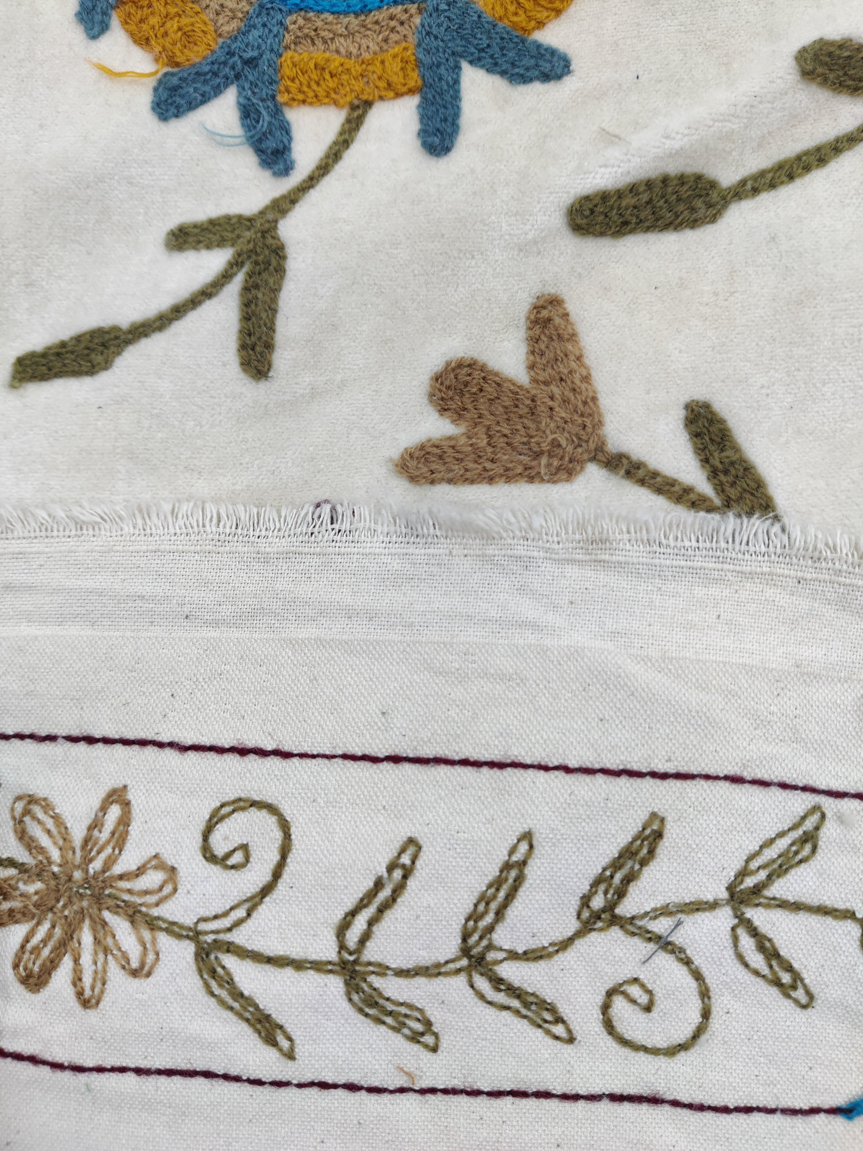 Suzane Elegant Multicolor Floral Embroidery on White Cotton Duck Fabric Cotton Embroidery Fabric