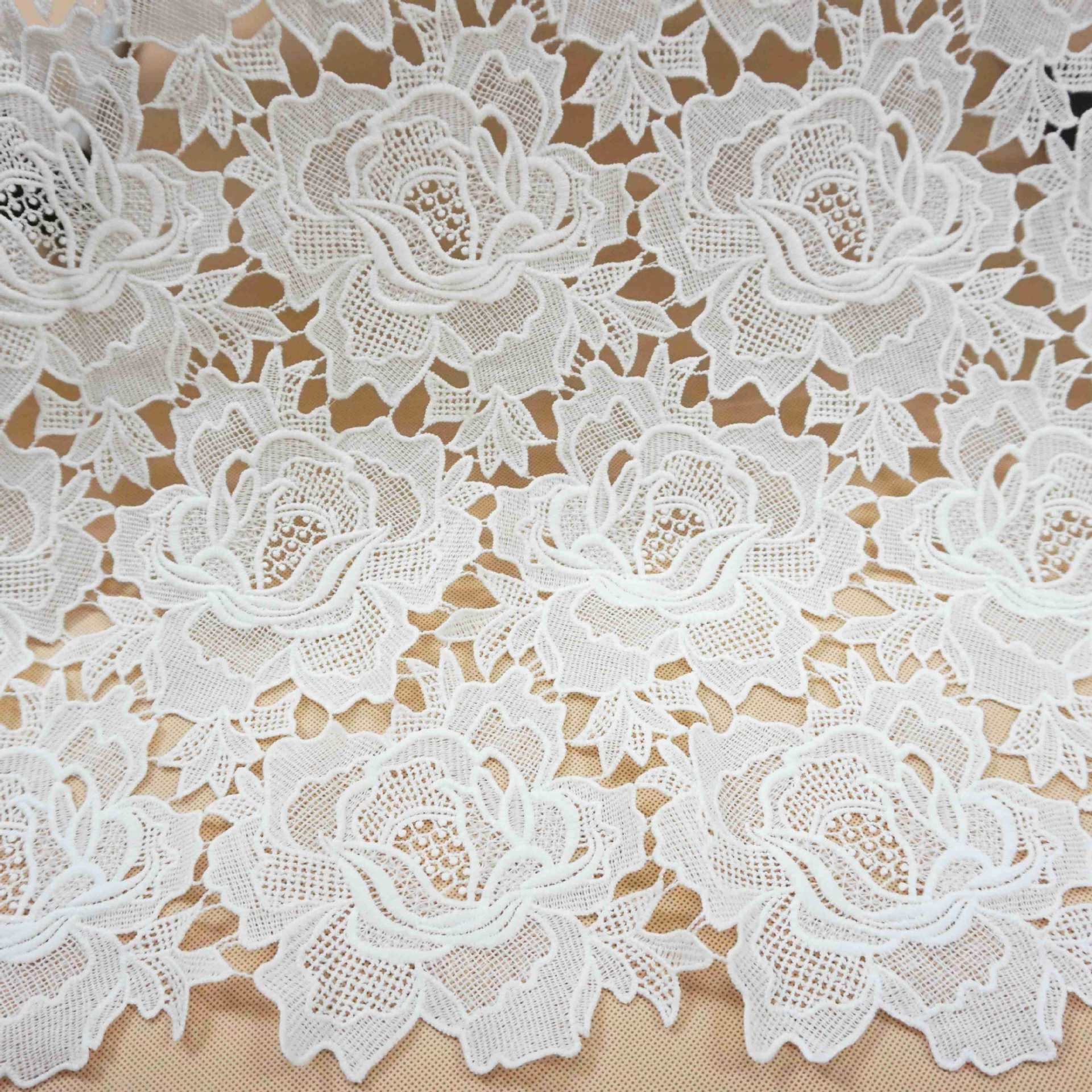Factory Customized bedding embroidery lace Milk silk without stretch embroidery fabric lace