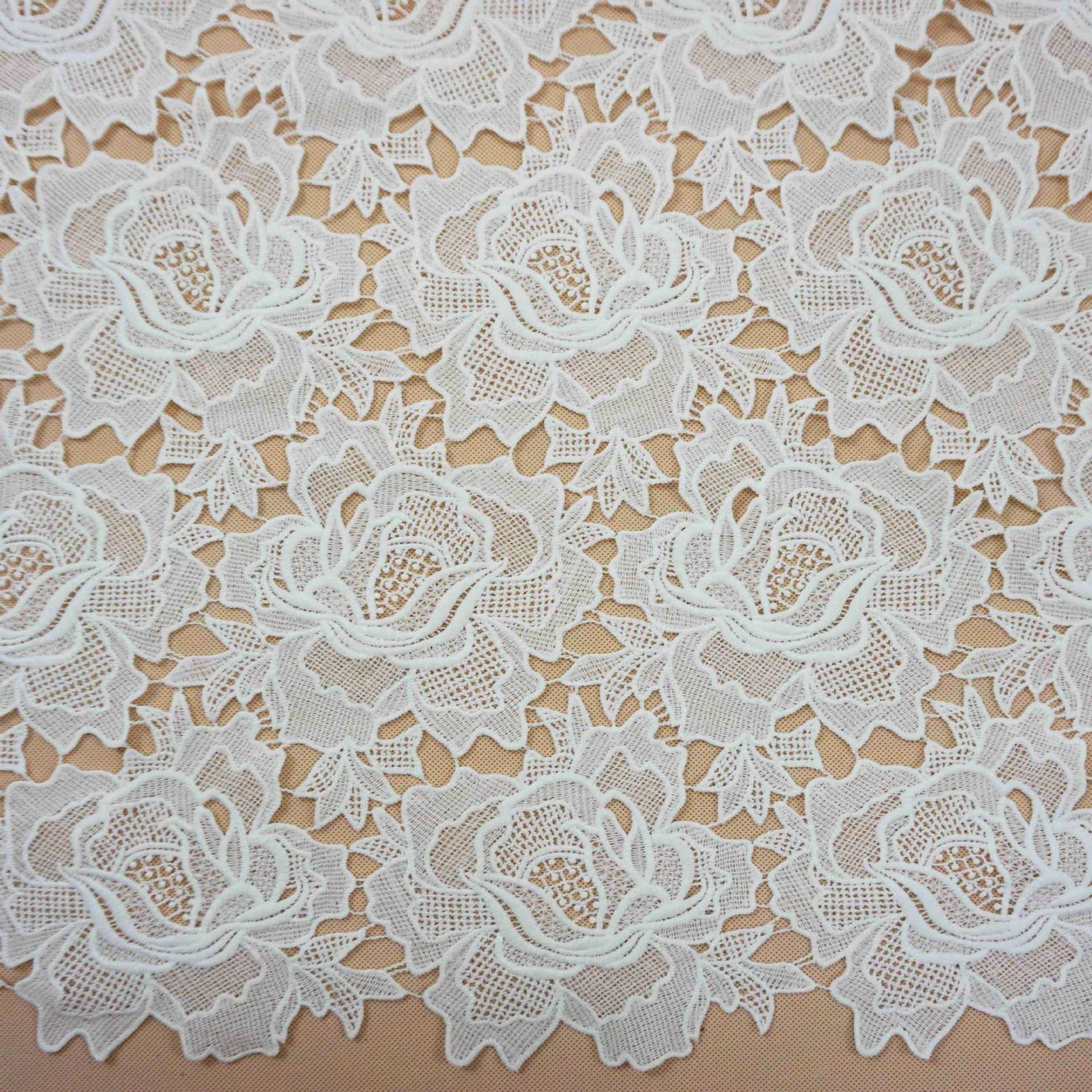 Factory Customized bedding embroidery lace Milk silk without stretch embroidery fabric lace