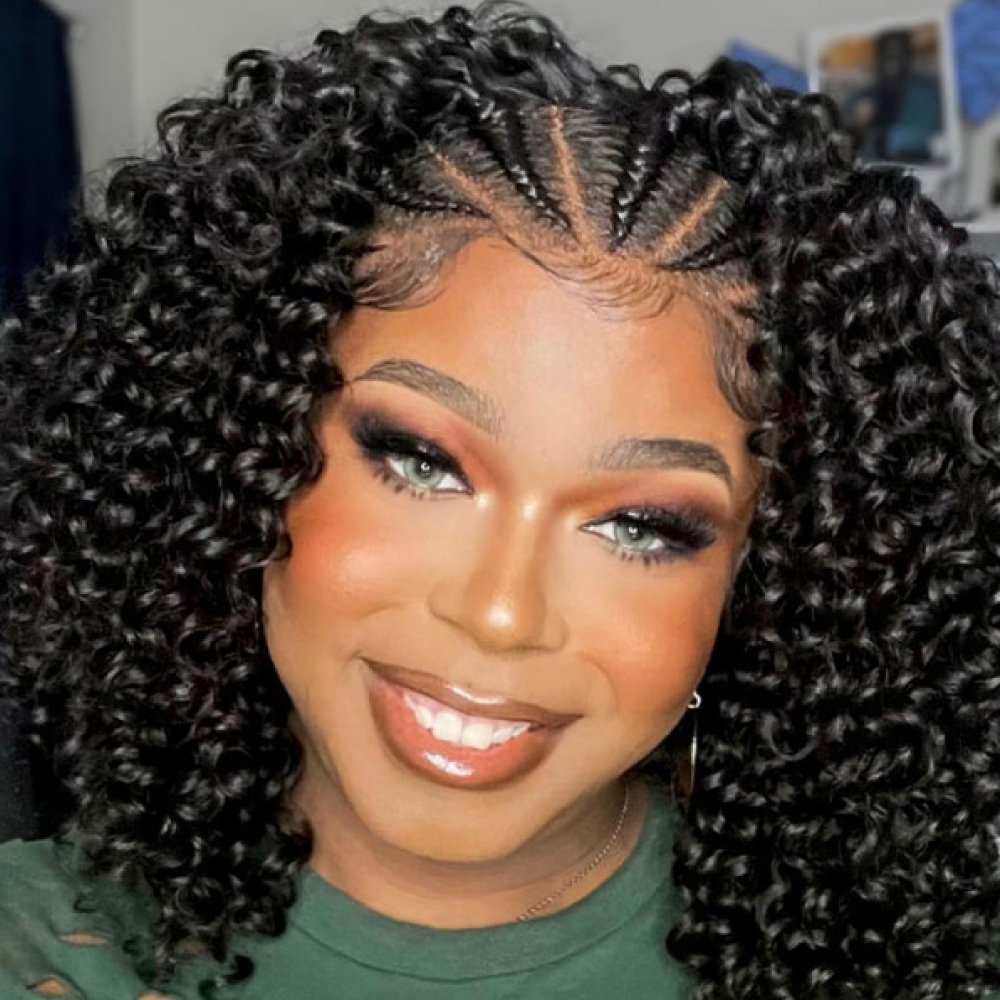 Jennifer 16Inch Braided Wigs Premium Synthetic Fiber Deep Wave Short Bob Lace Frontal Wigs