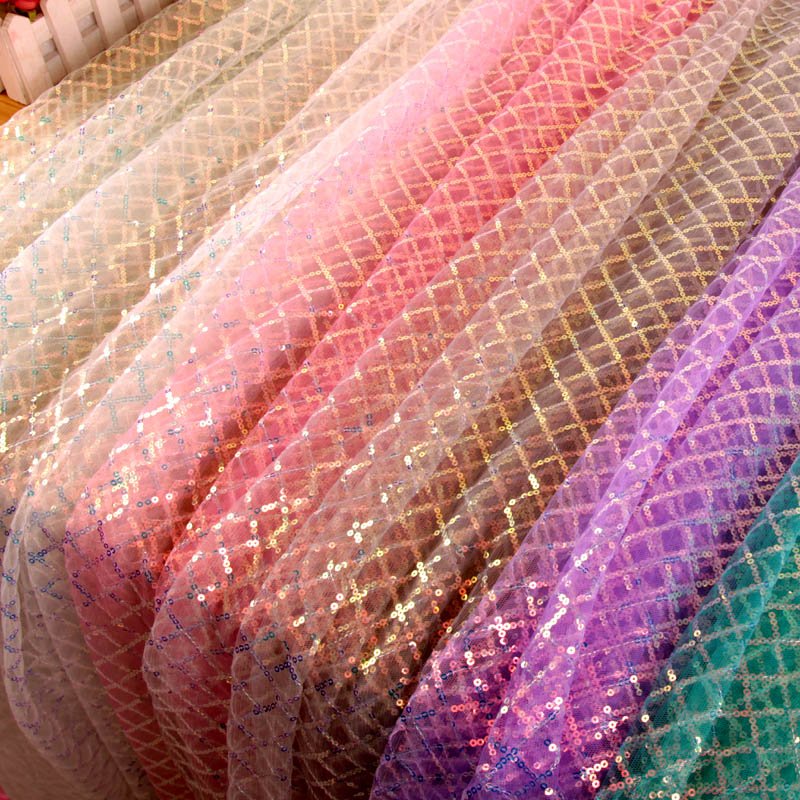 luxury sequin lace for applique, high-end mesh embroidery fabric for women party dress/