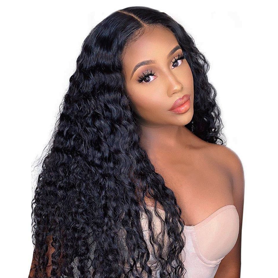 Mink 13x4 Deep Wave Curly Lace Front Wigs Wholesale Peruvian Virgin Human Hair Lace Frontal Wigs for Black Women