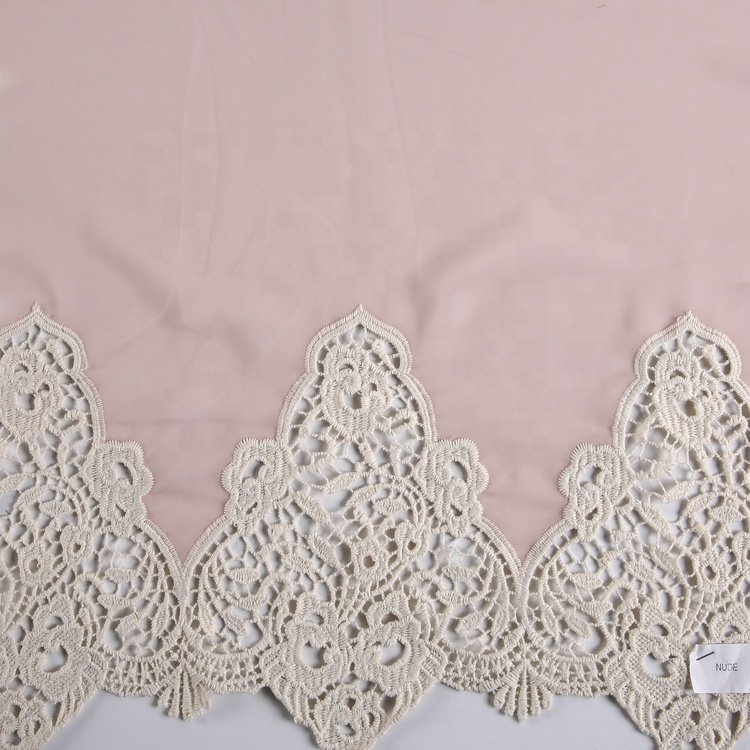HA-7320G Good service stock a lot mesh border design hand made embroidery fabric tulle lace