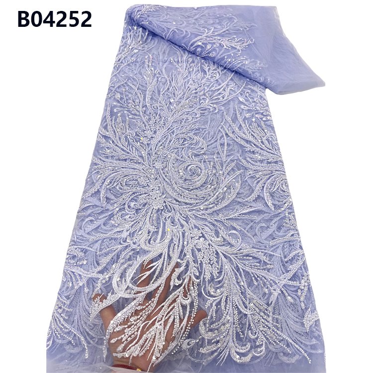 CHOCOO African Luxury Beading Embroidered Lace Fabric Dress Material Embroidery Beaded Lace Fabric