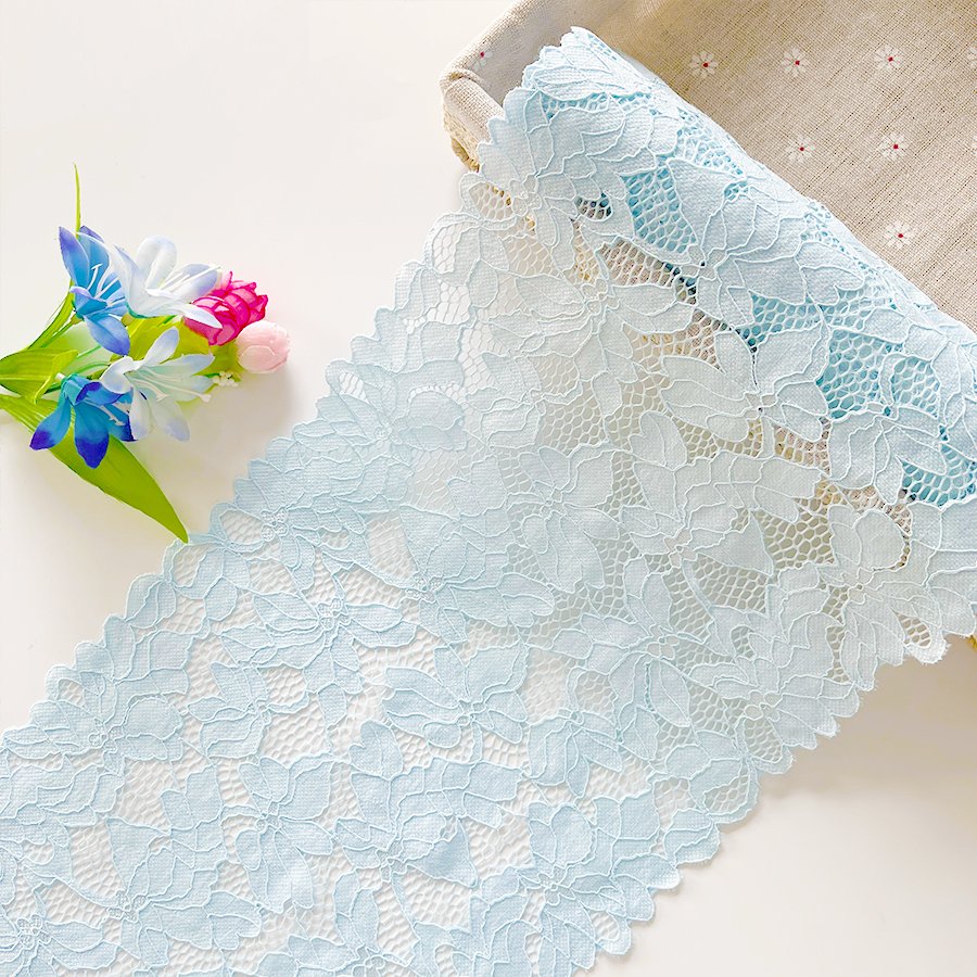 22cm Stretch Elastic Lace Trim embroidery fabric french tulle lace fabric for wedding evening dress sequin fabric