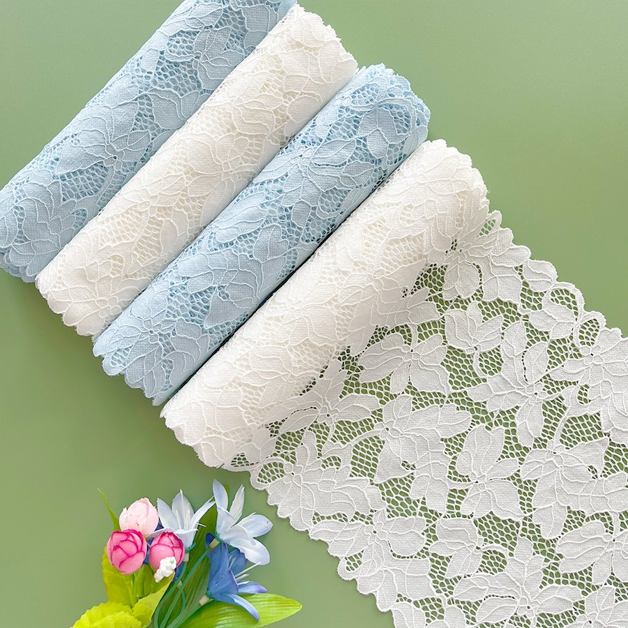 22cm Stretch Elastic Lace Trim embroidery fabric french tulle lace fabric for wedding evening dress sequin fabric
