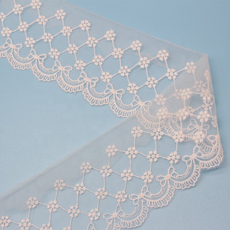 Cheap Embroidered Fabric Soft Lace Trim White Lace Fabric Cloth Accessories Mesh Lace For Garment DIY Handmade Decorative