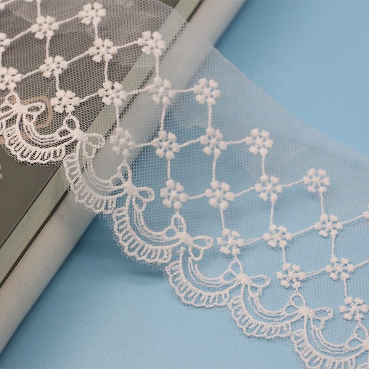 Cheap Embroidered Fabric Soft Lace Trim White Lace Fabric Cloth Accessories Mesh Lace For Garment DIY Handmade Decorative