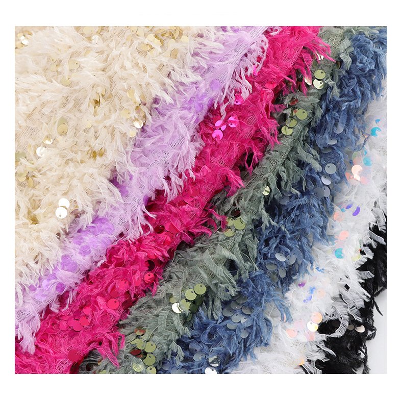 New medium thick embroidery fabric 9mm sequin velvet fabric for wedding dress clothing sale