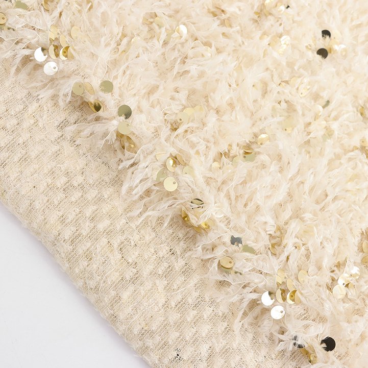 New medium thick embroidery fabric 9mm sequin velvet fabric for wedding dress clothing sale