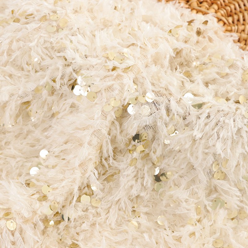 New medium thick embroidery fabric 9mm sequin velvet fabric for wedding dress clothing sale