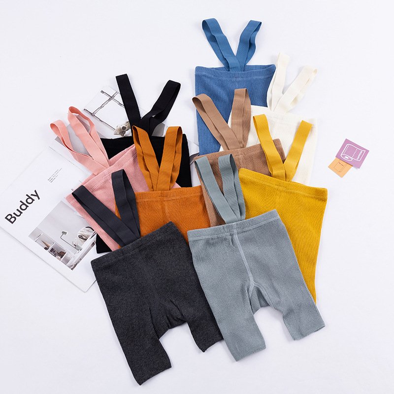 Spring Infant Kids Boys Girls Knit Ribbed Cotton Suspenders High Waist Solid Colors Pantyhose Tights Pants Socks Baby Leggings