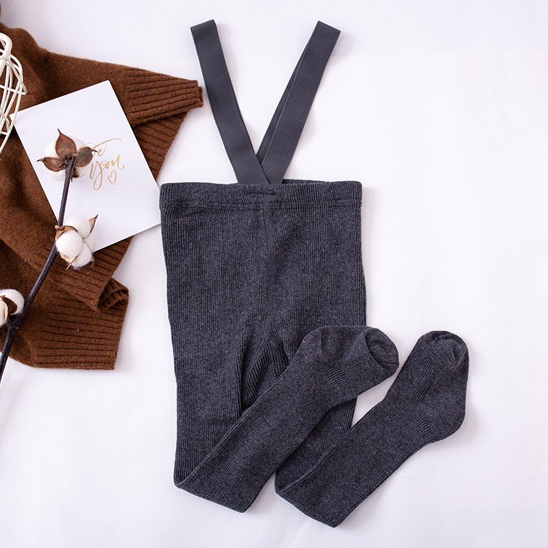 Spring Infant Kids Boys Girls Knit Ribbed Cotton Suspenders High Waist Solid Colors Pantyhose Tights Pants Socks Baby Leggings