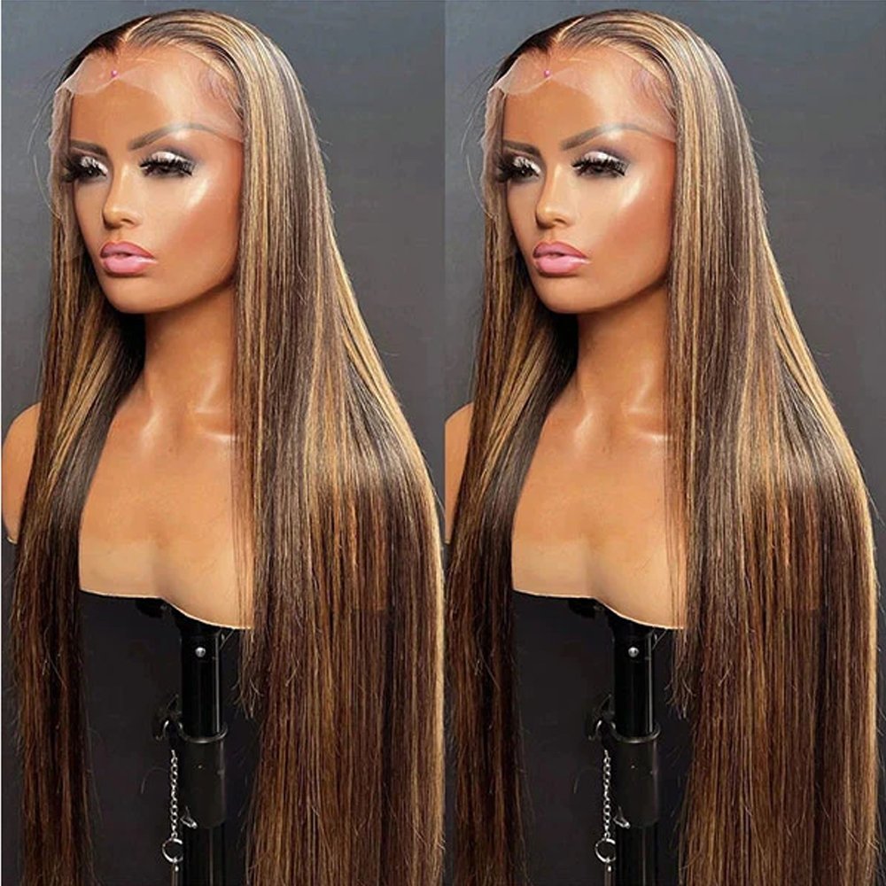 Highlight Color P4/27 13x4 Transparent Lace Front Wig For Black Women Piano Colored Human Hair Lace Front Wigs