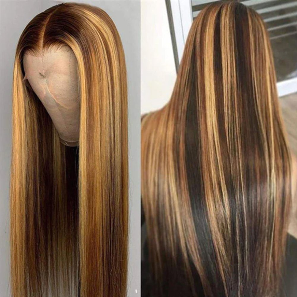 Highlight Color P4/27 13x4 Transparent Lace Front Wig For Black Women Piano Colored Human Hair Lace Front Wigs