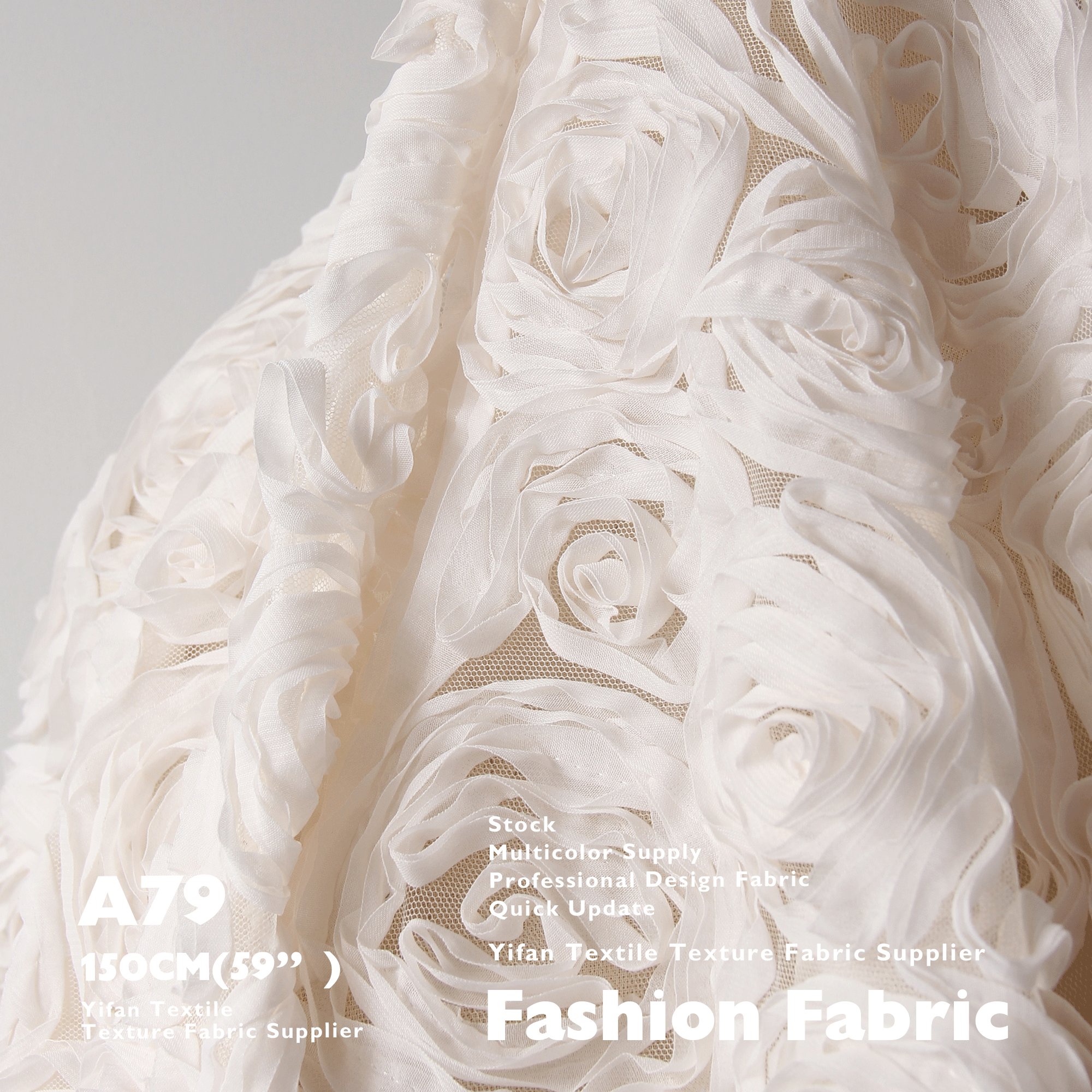 New Fashion Design Luxury Organza Lace Embroidery Fabric 3D Rose Mesh Fabric Jacquard Lace Fabric For Wedding Dress Curtain