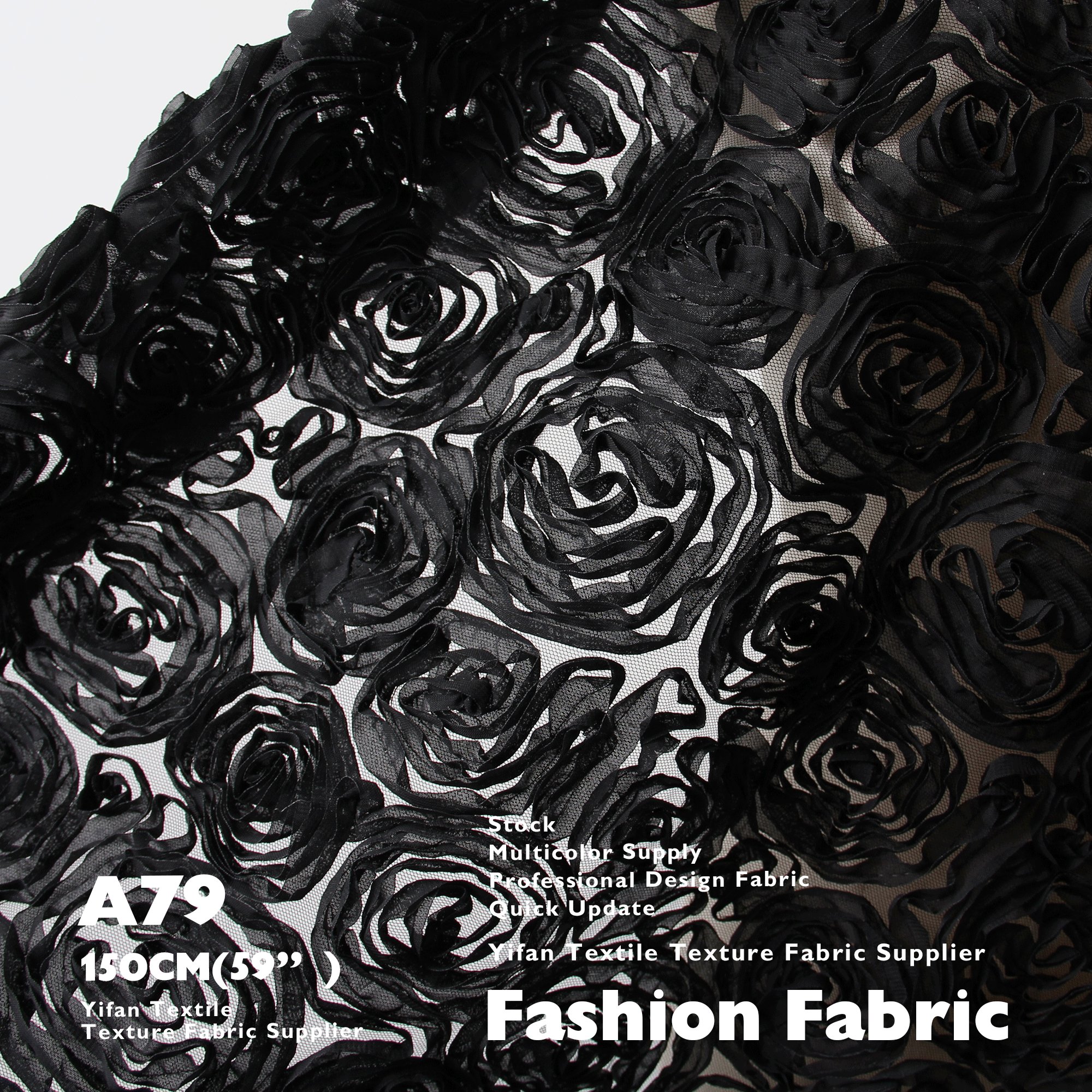 New Fashion Design Luxury Organza Lace Embroidery Fabric 3D Rose Mesh Fabric Jacquard Lace Fabric For Wedding Dress Curtain
