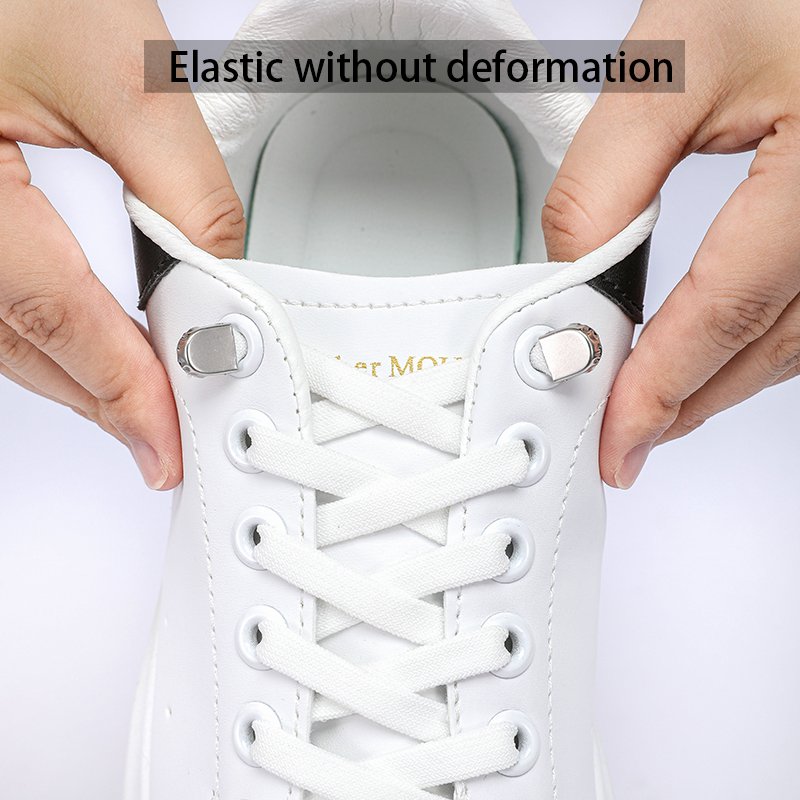 New Spandex Elastic Shoelaces With Press Lock 100cm For Sport Sneakers Adult Unisex No Tie Flat Colored Shoe Laces High Quality