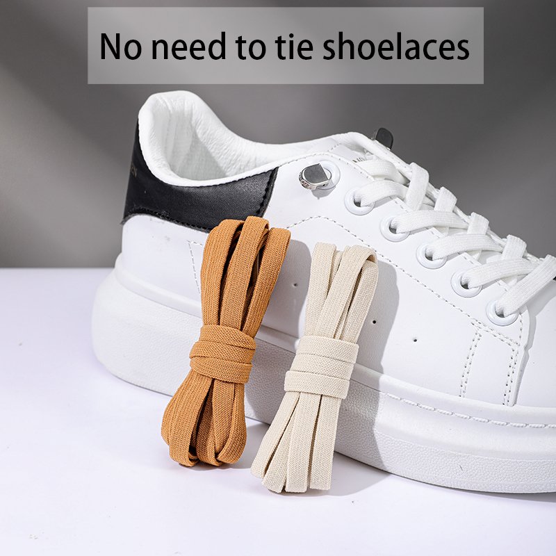 New Spandex Elastic Shoelaces With Press Lock 100cm For Sport Sneakers Adult Unisex No Tie Flat Colored Shoe Laces High Quality