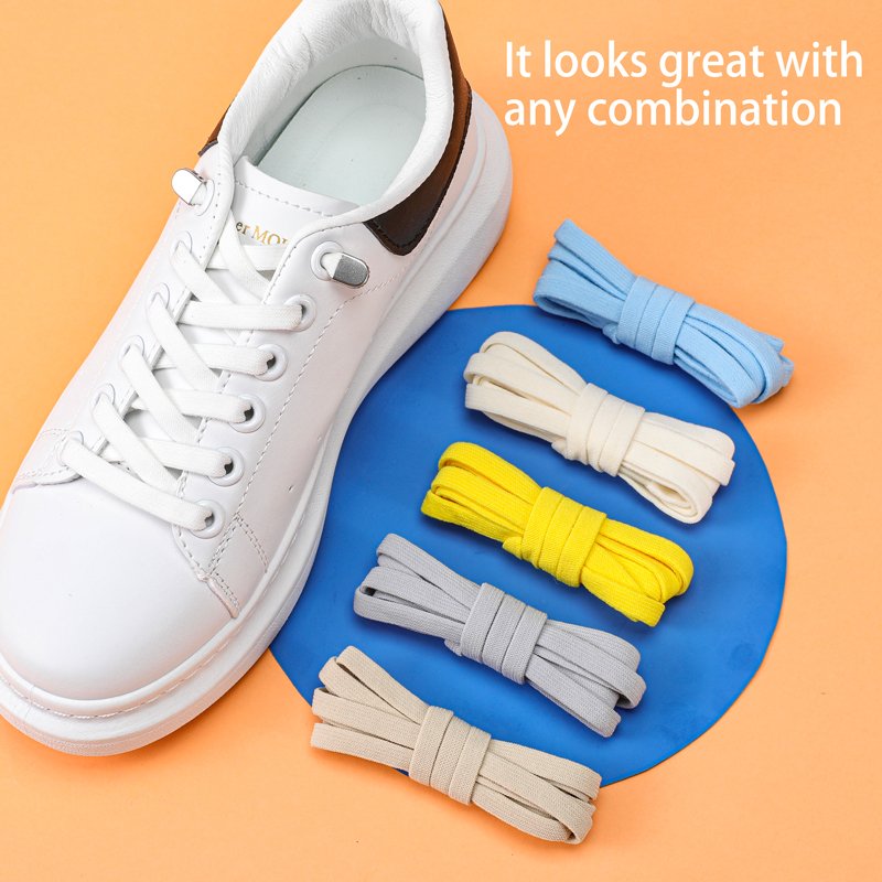New Spandex Elastic Shoelaces With Press Lock 100cm For Sport Sneakers Adult Unisex No Tie Flat Colored Shoe Laces High Quality