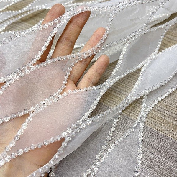2024 New Arrival Elegant French Bridal Wedding Dress Embroidery White Organza Floral Hollow Diamond Crystal Beaded Lace