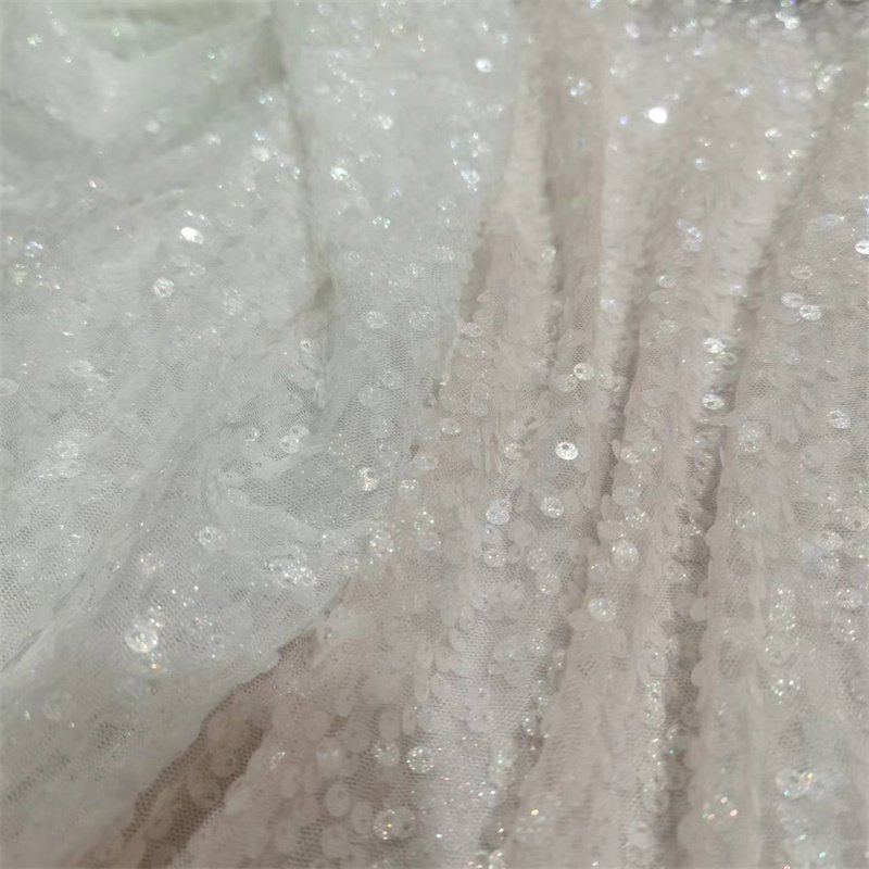 Party Wedding Decorations Multicolor Shimmer DIY Sequence Fabric Sparkly Mesh Embroidery Sequin Fabric for Bridal Dress