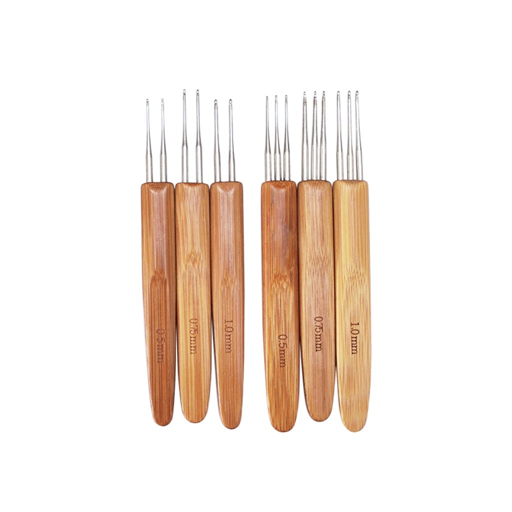 PUSELIFE Bamboo wooden Handle Double Head Braiding Accessories Dreadlocks Crochet Hooks Dreadlock Tools yarn Crochet Needle