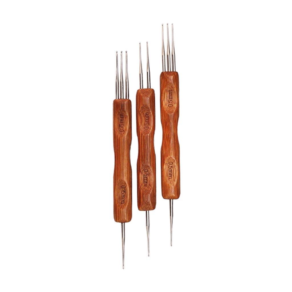 PUSELIFE Bamboo wooden Handle Double Head Braiding Accessories Dreadlocks Crochet Hooks Dreadlock Tools yarn Crochet Needle