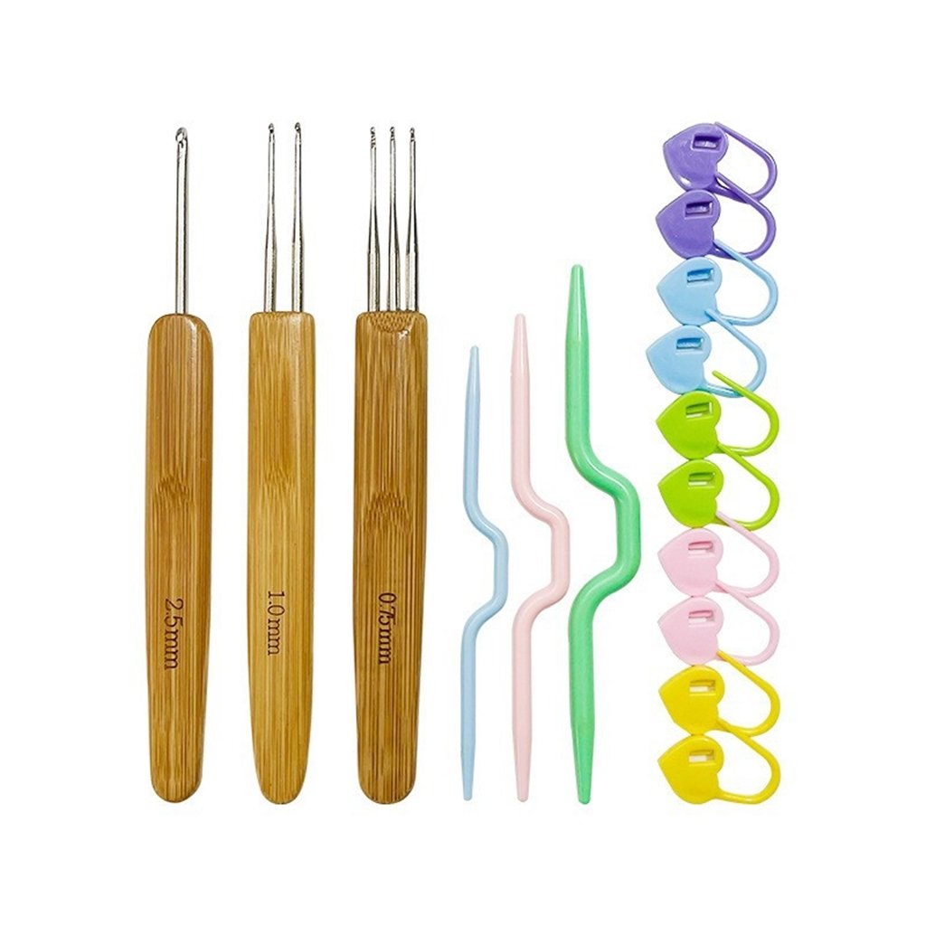 PUSELIFE Bamboo wooden Handle Double Head Braiding Accessories Dreadlocks Crochet Hooks Dreadlock Tools yarn Crochet Needle