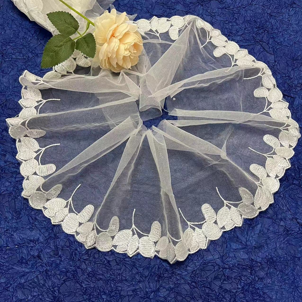 custom china factory price embroidery tulle fabric sequin lace trim for wedding dress