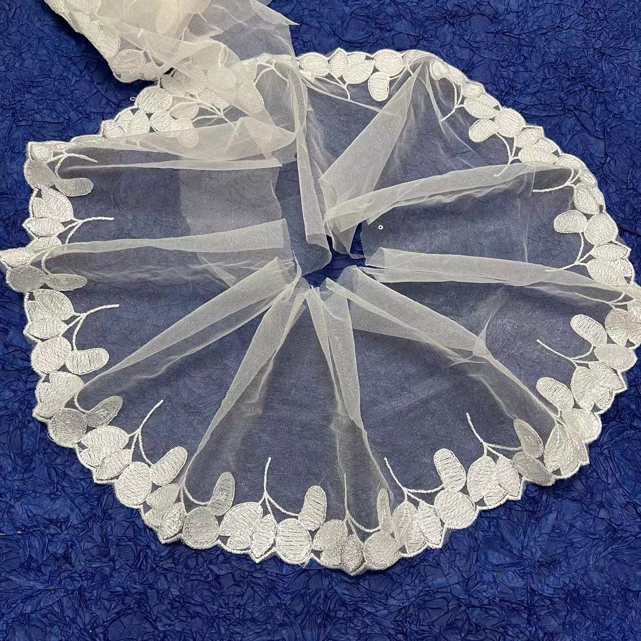custom china factory price embroidery tulle fabric sequin lace trim for wedding dress