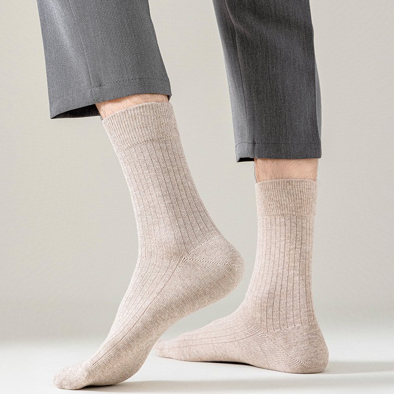 wholesale cotton ribbed socks thick custom solid color comfortable dress Winter warm socks