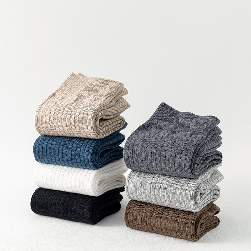 wholesale cotton ribbed socks thick custom solid color comfortable dress Winter warm socks