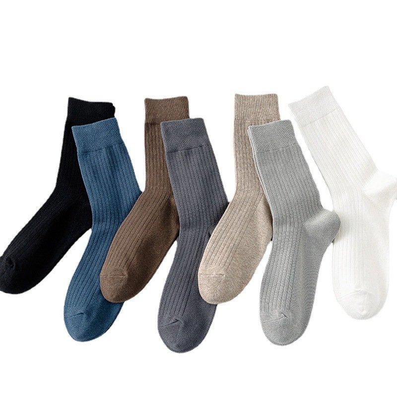 wholesale cotton ribbed socks thick custom solid color comfortable dress Winter warm socks