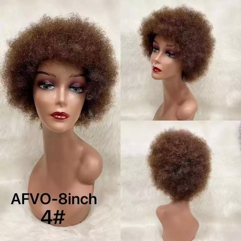 Letsfly Cheap 8inch Afro Wig 100% Human Hair wig Yaki Hair Wholesale Machine Made brazilian wigs For Black Woman