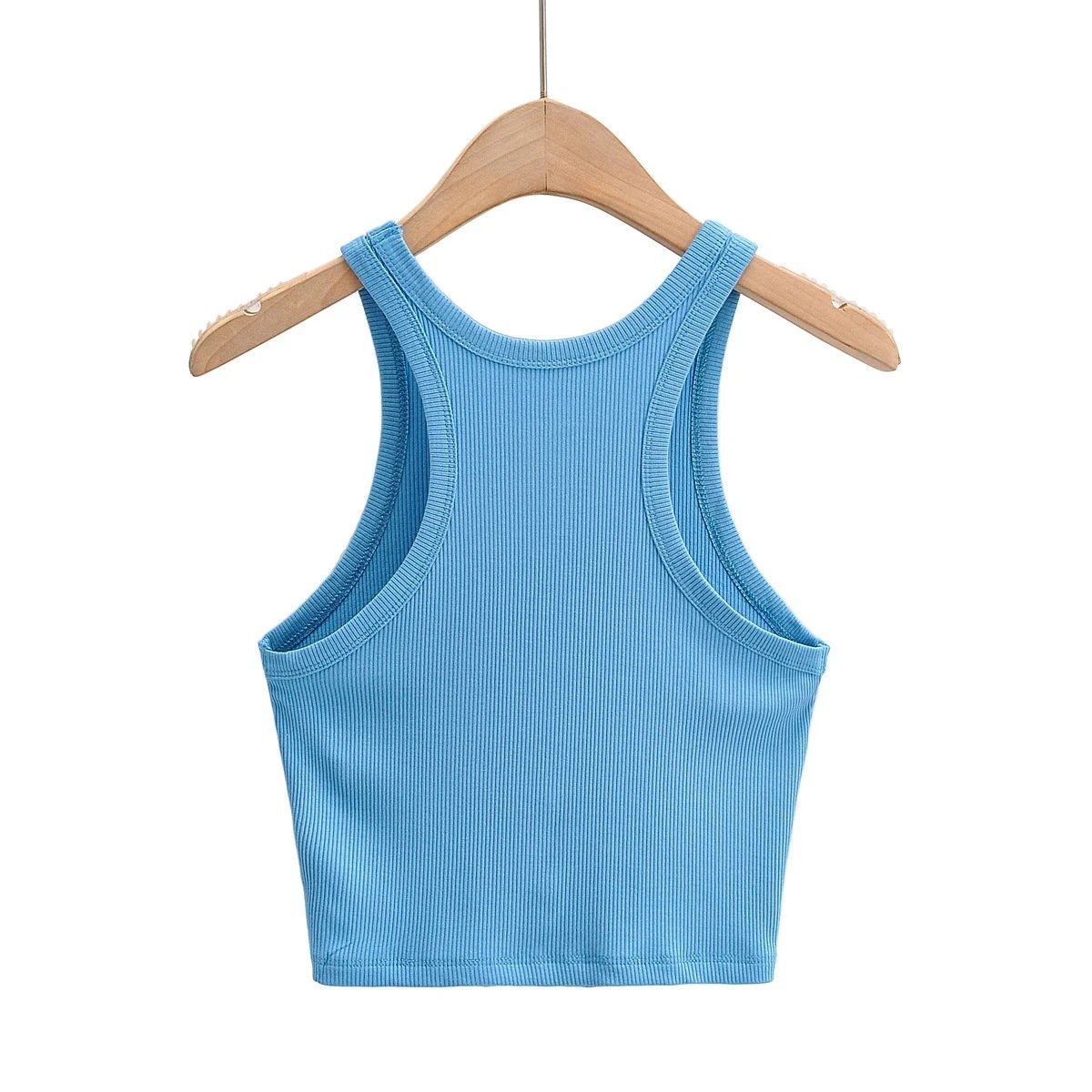 2024Wholesale Custom Logo Fashion High Quality Ladies Blank White Black Basic Knitted Rib Crop Tank Top For Women