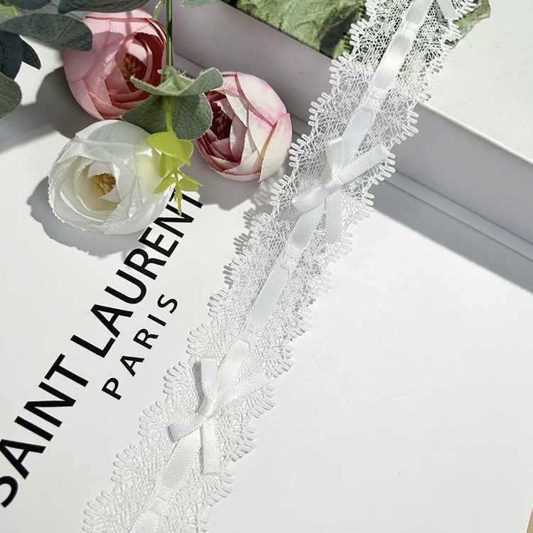 Factory Stock White 1-6cm Elastic Lace Fabric Embroidery Lace Trim Materials For clothing