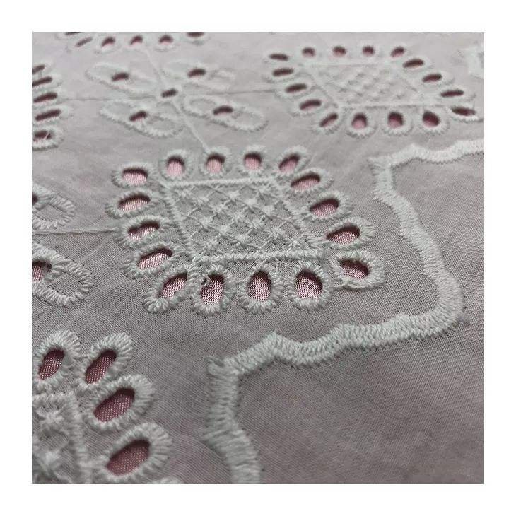 HA-14040 new arrival 100 white cotton eyelet lace embroidery fabric for women wear