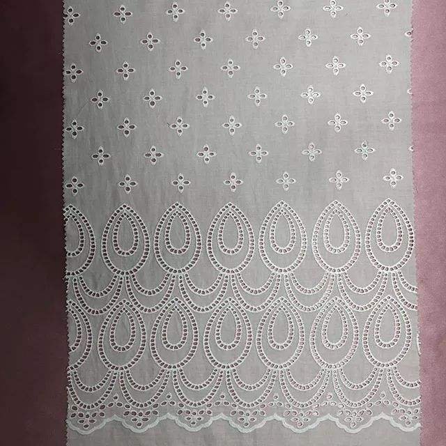 HA-14040 new arrival 100 white cotton eyelet lace embroidery fabric for women wear