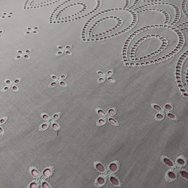HA-14040 new arrival 100 white cotton eyelet lace embroidery fabric for women wear